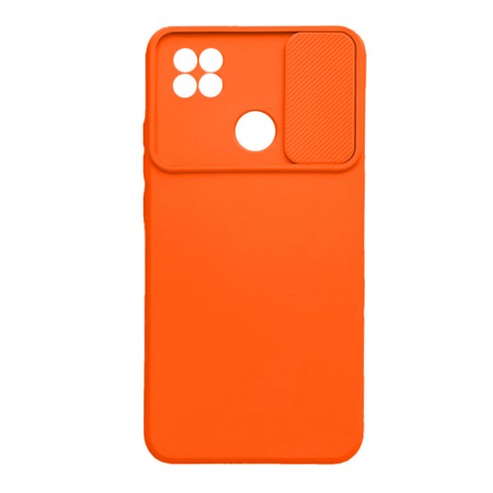 Capa Silicone Gel Xiaomi Redmi 10a/9c Laranja Com Protetor De Câmera E Janela Deslizante