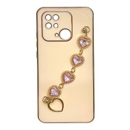 Xiaomi Redmi 10c Light Pink Silicone Gel Case With Camera Protector And Chain Design 2