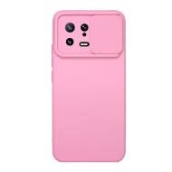 Xiaomi 13 Light Pink With Camera Protector And Sliding Window Silicone Gel Case