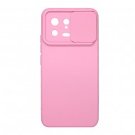 Xiaomi 13 Light Pink With Camera Protector And Sliding Window Silicone Gel Case