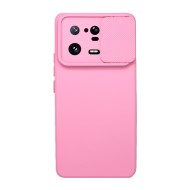 Capa Silicone Gel Xiaomi 13 Pro Rosa Clara Com Protetor De Câmera E Janela Deslizante