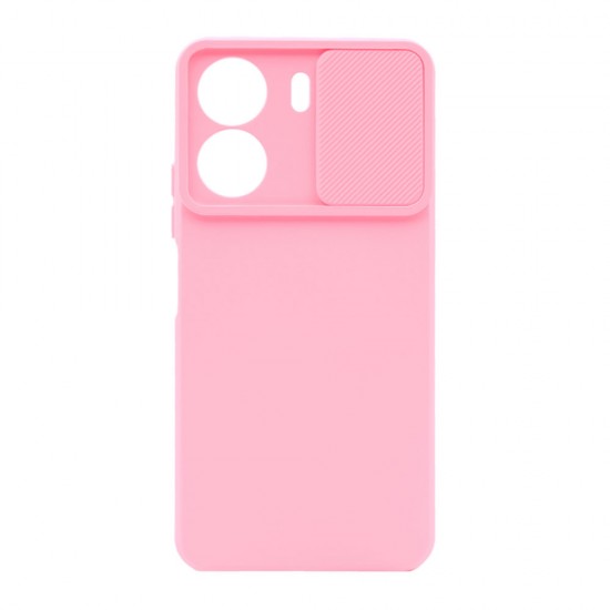 Funda De Gel De Silicona Xiaomi Redmi 13C 4G Rosa Claro Con Protector De Cámara Y Ventana Deslizante