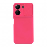 Funda De Gel De Silicona Xiaomi Redmi 13C 4G Rosa Shock Con Protector De Cámara Y Ventana Deslizante