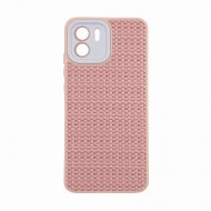 Capa Silicone Gel Xiaomi Redmi A1 Rosa Tecido Tweed Com Protetor De Câmera