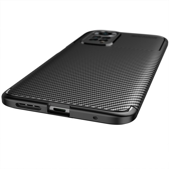 Funda De Gel De Silicona Carbon Xiaomi Redmi Note 11/Note 11s Negra Auto Focus Vennus Con Protector De Cámara