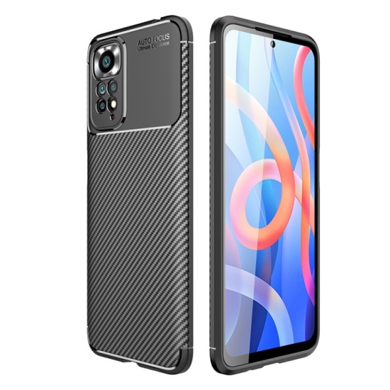 Funda De Gel De Silicona Carbon Xiaomi Redmi Note 11/Note 11s Negra Auto Focus Vennus Con Protector De Cámara