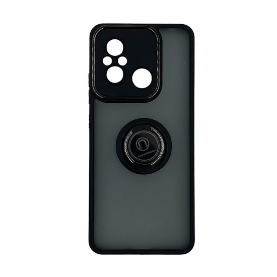 Funda De Silicona Xiaomi Redmi 12C Negro Con Anillo Y Protector De Cámara Elektro