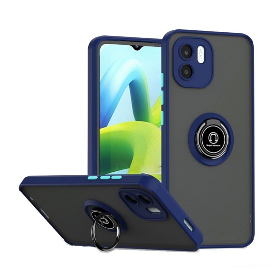 Funda De Silicona TPU Xiaomi Redmi A1 Plus Azul Con Soporte De Anilla Magnético Y Protector De Cámara