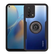 Capa Silicone Dura 360º Com Anel De Dedo Oppo A74 4g Preto Com Protetor De Câmera