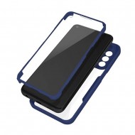 Capa Silicone Dura 360º Com Anel De Dedo Oppo A74 4g Azul Escuro Com Protetor De Câmera