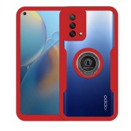 Capa Silicone Dura 360º Com Anel De Dedo Oppo A74 4g Vermelho Com Protetor De Câmera