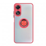 Oppo A17/A17K Red TPU Silicone Case With Magnetic Finger Ring And Camera Protector