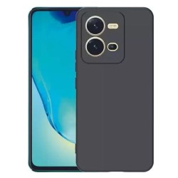 Funda De Gel De Silicona Vivo X80 Lite/V25 5G/V25E 4G Negro Con Protector De Cámara