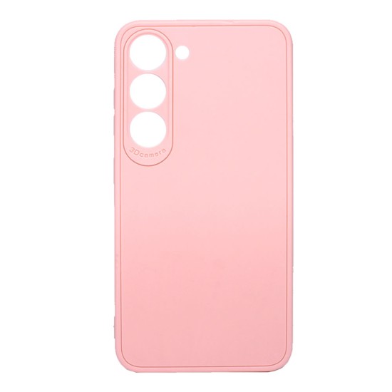 Capa Silicone Gel Samsung Galaxy S23 Rosa Clara Com Protetor De Câmera 3d