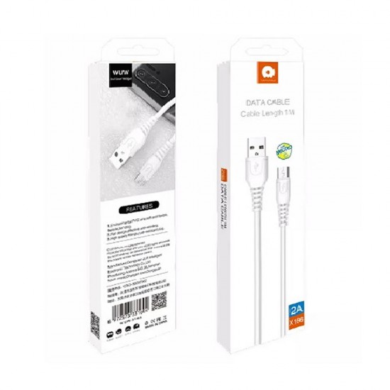 WUW X166 White 2A 1m Type-C USB Data Cable