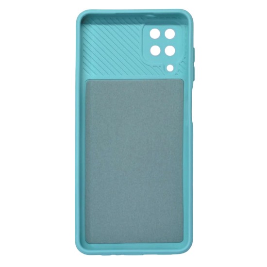 Funda De Gel De Silicona Samsung Galaxy A12 Verde Turquesa Con Protector De Cámara Y Ventana Deslizante