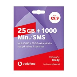Cartão Sim Vodafone Ready 25gb De Internet E 1000min./Sms/Mês Válidos Nas Primeiras 4 Semanas
