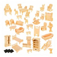 OEM Puzzle Set Wooden Dollhouse Furniture 175pcs