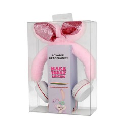 Auscultador Gjby Peluche Coelho Rosa Stereo 1.5m/3.5mm Aux