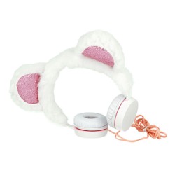 Auricular Gjby Peluche De Urso Blanco Stereo 1.5m/3.5mm Aux Con Micrófono