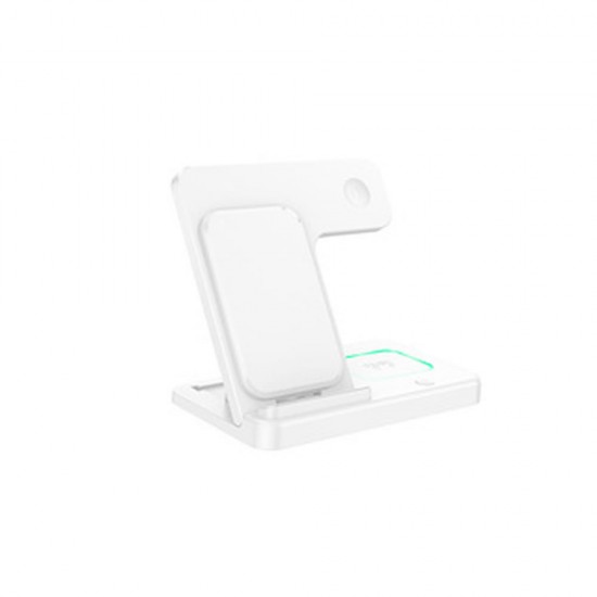 Carregador Wireless Borofone Bq26 Branco 9v 2a 15w Para Iphone/Iwatch/Airpods