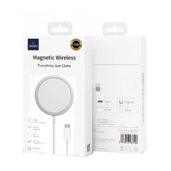 Cargador Wireless WIWU W009 Blanco 15W Tipo C Magnético