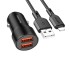 Cargador De Coche Borofone BZ19 Negro Dual Port USB Para Iphone 12W Lightning Cable