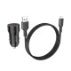 Cargador De Coche Borofone BZ19 Negro Dual Port USB Para Iphone 12W Lightning Cable