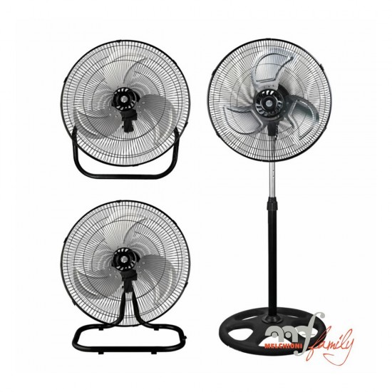 Ventilador De Pie Melchioni Family 2112trio Negro Industrial 3 En 1 60W Ø45cm 3 Velocidades