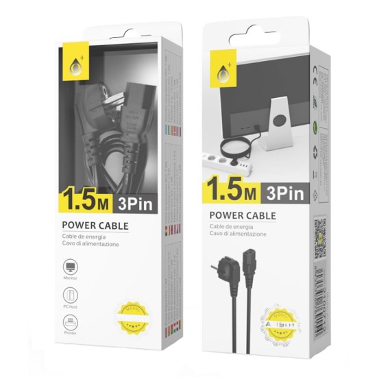 Cable De Energia One Plus AU301 Negro 3 Pin 1.5m