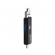 Adaptador De Usb Tipo C Para Usb Otg One Plus Nb1470 Preto 5 In 1 Type-C/Usb/Micro Usb To Usb/Tf Card