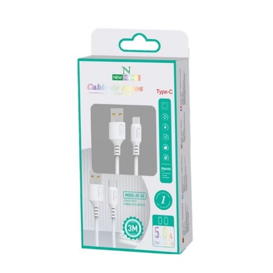 New Science SE-02 White 5.0A/3m Usb Type C Data Cable