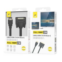 One Plus B6233 Black HDMI To DVI Adapter 2m 1080p