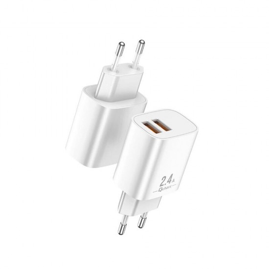 Adaptador USB Qcharx Apolo Blanco 12W 2.4A 2 USB