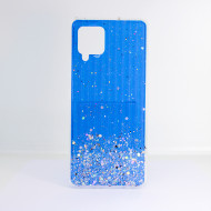 Capa Silicone Gel Liquido Glitter Samsung Galaxy A12/A125 Azul Escuro