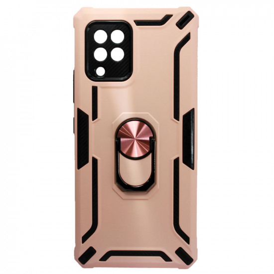 Capa Silicone Tpu Kickstand Heavy Duty Hibrid Samsung Galaxy A42 Rosa Anel De Dedo Anti-Choque