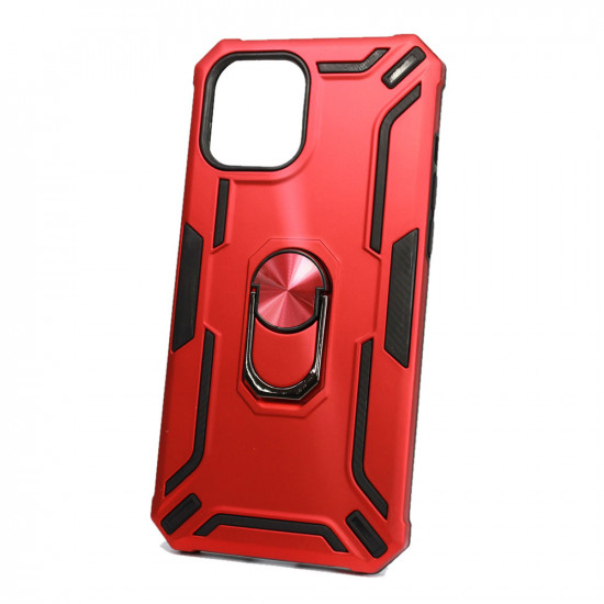 Capa Silicone Tpu Kickstand Heavy Duty Hibrid Apple Iphone 12 Pro Max 6.7" Rojo Anel De Dedo Anti-choque