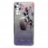 Capa Silicone Com Desenho Bling Glitter Huawei P Smart 2021 Roxo Flowers Com Kickstand