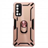 Capa Silicone Tpu Kickstand Heavy Duty Hibrid Huawei P Smart 2021 / Y7a Rosa Anel De Dedo Anti-Choque