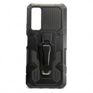 Capa Silicone Tpu Kickstand Heavy Duty Hibrid Huawei P Smart 2021 / Y7a Preto Suporte Poro Cinto Anti-Choque