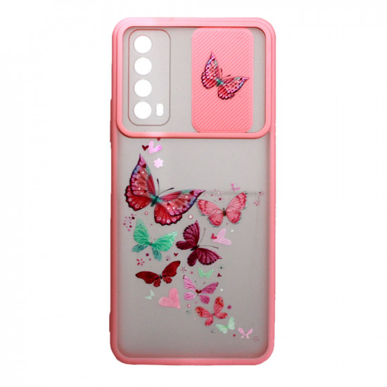 Capa Silicone Gel Bumper Huawei P Smart 2021 / Y7a Rosado Flower E Protetor De Camera