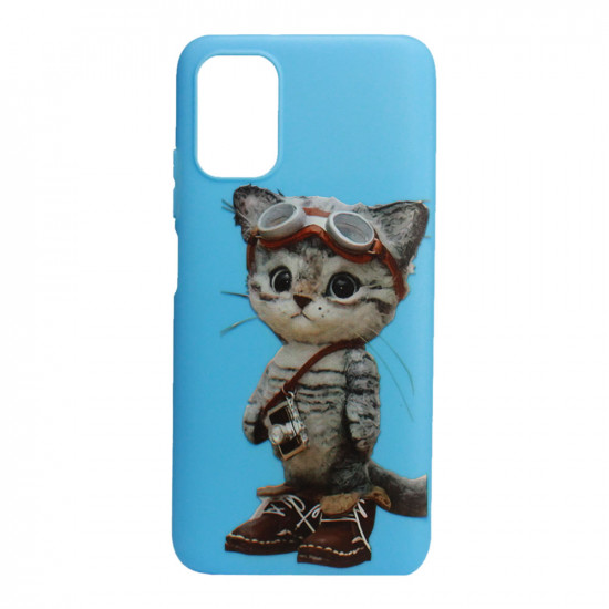 Capa Silicone Gel Xiaomi Poco M3 Desenho Azul Cat