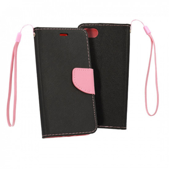 Capa Flip Cover Xiaomi Redmi Note 9 Preto Rosa Telone Fancy