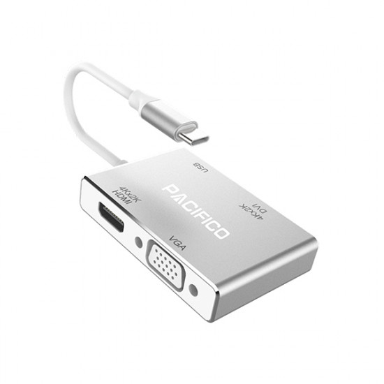 Adaptador De Usb-c Para Vga/hdmi/dvi/usb3.0 Pacifico Np-hd1072 Gris