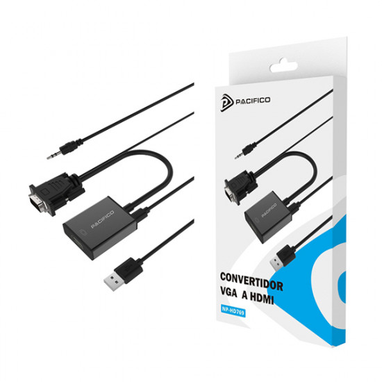 Adaptador De Vga Para Hdmi Pacifico Np-hd769 Negro