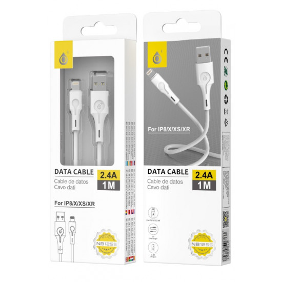 Cabo De Dados One Plus Nb1255 Branco 2.4a 1m Para Iphone 8/X/12/13