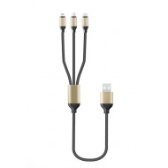 Usb Micro Usb Cable One Plus B5099 Preto 2.4a 1.2m 3 In 1 Micro Usb, Ipx, Type C