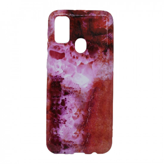 Funda De Gel De Silicona Con Diseño Samsung Galaxy M21 / M30s Rojo Marmore