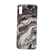 Capa Silicone Dura Com Padrão Marmore Xiaomi Redmi 9a Castanho Com Brilhante