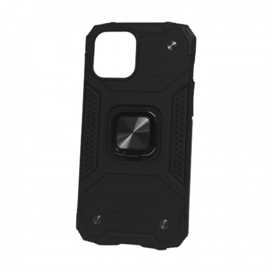 Capa Silicone Dura E Metal Kickstand Apple Iphone 12 Pro Max Preto Anel De Dedo